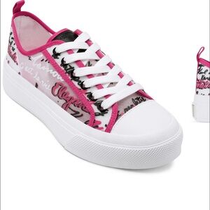 Karl Lagerfeld Paris Platform Sneakers Graphic Script – Size 7.5